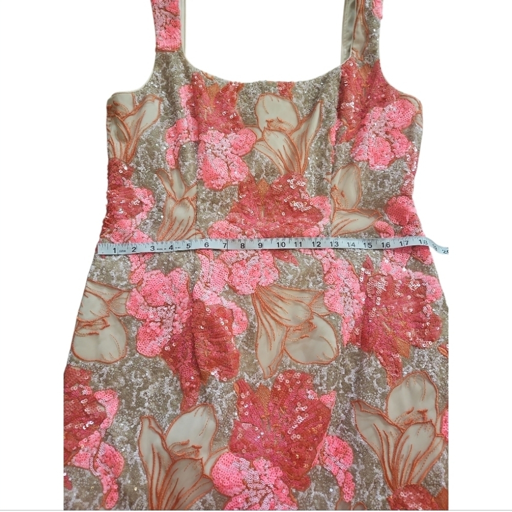 NWT Muse by Marchesa Romy Floral Sequin A-Line Mini Dress Sz 14 Pink Orange - Picture 11 of 15